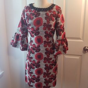 KARL LAGERFELD floral dress with necklace detail